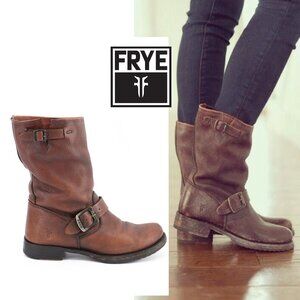 FRYE Harness Boots Size 9 Brown Leather Short Moto Biker VERONICA Booties Sz. 9